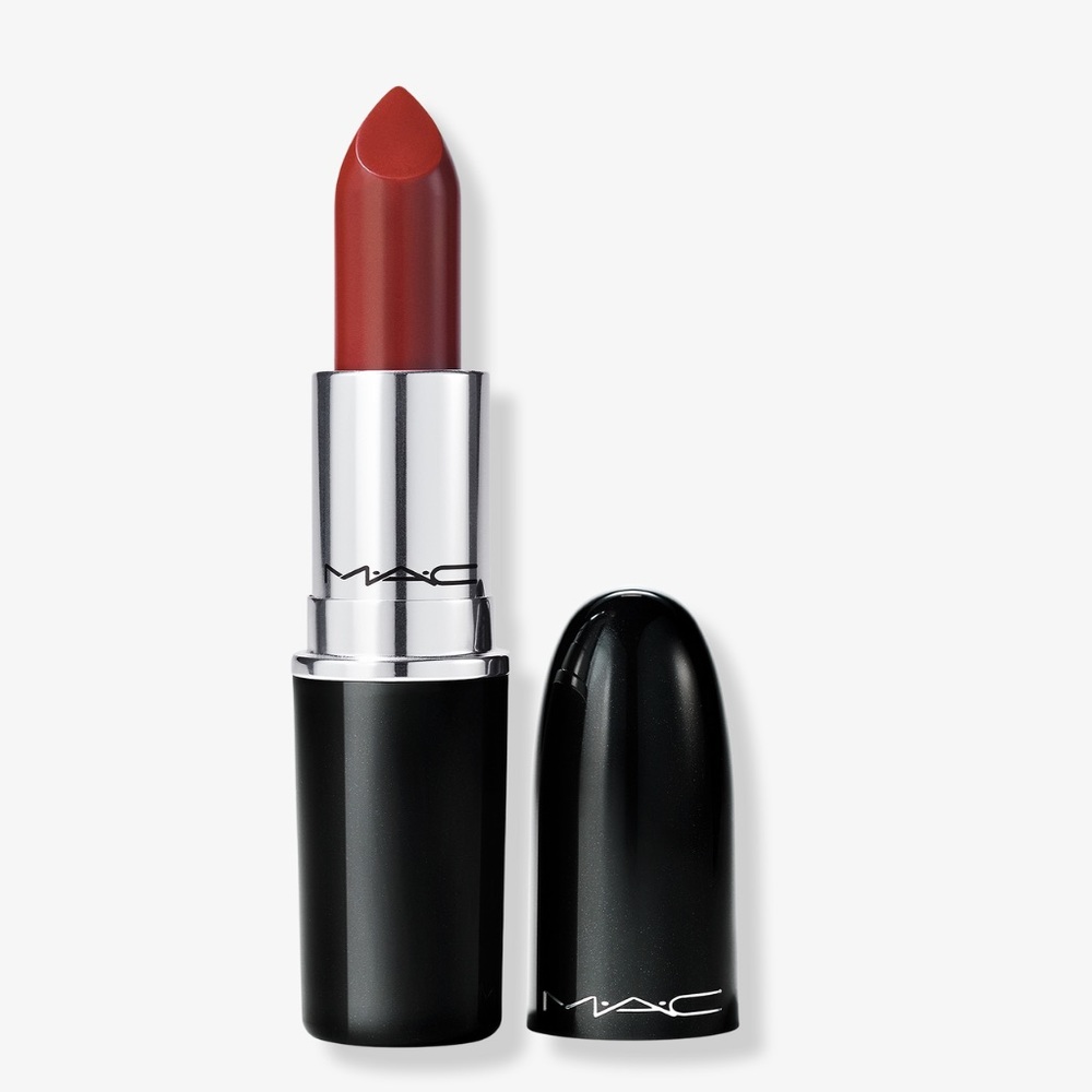 MAC COSMETICS Lustreglass Sheer-Shine Lipstick 549 PDA (Bricky Red) NIB $25